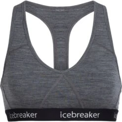 Icebreaker Sprite Racerback Sport-BH Dames - Gritstone Heather/Black