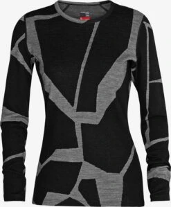 Icebreaker Longsleeves Functioneel Shirt Landscapes Dames Zwart
