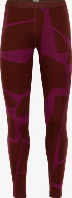 Icebreaker Broeken Skinny Sportbroek Landscapes Dames Donkerrood