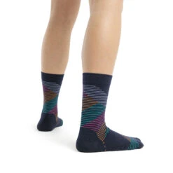 Icebreaker Lifestyle Fine Gauge Crew Dashes Sokken Dames - Midnight Navy/Kyanite -Icebreaker icebreaker lifestyle fine gauge crew dashes damen socken midnigh 2 1558471