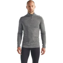Icebreaker 200 Oasis Half Zip Shirt Met Lange Mouwen Heren - Gritstone Hthr