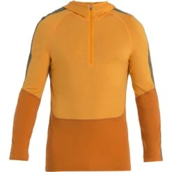 Icebreaker 200 Sonebula Half Zip Shirt Met Lange Mouwen En Capuchon Heren - Earth/Solar/Loden -Icebreaker icebreaker mens 200 sonebula half zip long sleeve hood shirt earth solar loden 1 1486767