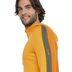 Icebreaker 200 Sonebula Half Zip Shirt Met Lange Mouwen En Capuchon Heren - Earth/Solar/Loden -Icebreaker icebreaker mens 200 sonebula half zip long sleeve hood shirt earth solar loden 4 1536335