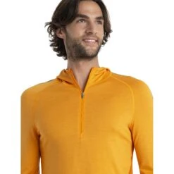 Icebreaker 200 Sonebula Half Zip Shirt Met Lange Mouwen En Capuchon Heren - Earth/Solar/Loden -Icebreaker icebreaker mens 200 sonebula half zip long sleeve hood shirt earth solar loden 5 1536336