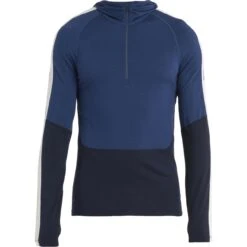 Icebreaker 200 Sonebula Half Zip Shirt Met Lange Mouwen En Capuchon Heren - Midnight Navy/Royal Navy/Snow -Icebreaker icebreaker mens 200 sonebula half zip long sleeve hood shirt midnight navy royal navy snow 1 1486775