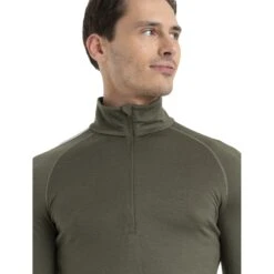 Icebreaker 200 ZoneKnit™ Half Zip Shirt Met Lange Mouwen Heren - Loden/Ether -Icebreaker icebreaker mens 200 zoneknit long sleeve half zip shirt loden ether model 5 1499482