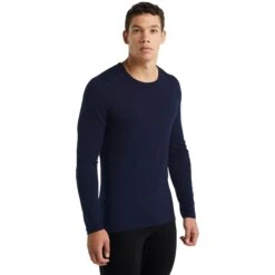 Icebreaker 260 Tech Crewe Shirt Met Lange Mouwen Heren - Midnight Navy