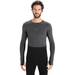 Icebreaker 260 ZoneKnit™ Crewe Shirt Met Lange Mouwen Heren - Jet HTHR/Zwart/Metro HTHR