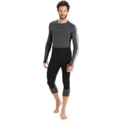 Icebreaker 260 ZoneKnit™ Crewe Shirt Met Lange Mouwen Heren - Jet HTHR/Zwart/Metro HTHR -Icebreaker icebreaker mens 260 zoneknit long sleeve crewe jet hthr black metro hthr 5 1487402