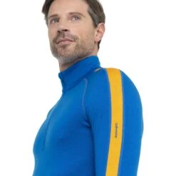 Icebreaker 260 ZoneKnit™ Half Zip Shirt Met Lange Mouwen Heren - Lazurite/Solar -Icebreaker icebreaker mens 260 zoneknit long sleeve half zip lazurite solar model 5 1499636