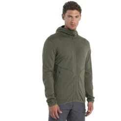 Icebreaker 560 Realfleece⢠Elemental II Fleece Jas Met Capuchon Heren - Loden