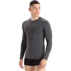 Icebreaker Anatomica Crewe Hemd Met Lange Mouwen Heren - Jet Heather/Black