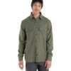 Icebreaker Dawnder Flanellen Overhemd Heren - Loden -Icebreaker icebreaker mens dawnder long sleeve flannel shirt loden model 1 1498637