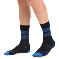 Icebreaker Hike+ Light Crew Natural Summit Sokken Heren - Midnight Navy/Lazurite/Black -Icebreaker icebreaker mens hike plus light crew natural summit socks midnight navy lazurite black 3 1263335