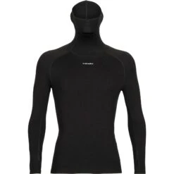 Icebreaker MerinoFine™ Colshirt Heren - Zwart -Icebreaker icebreaker mens merinofine long sleeve roll neck black 1 1263581