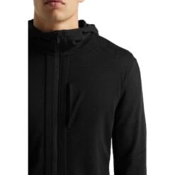 Icebreaker Quantum III Mid Layer Jas Met Capuchon Heren - Zwart -Icebreaker icebreaker mens quantum iii long sleeve zip hood midlayer black 5 1040134