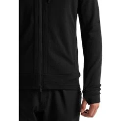 Icebreaker Quantum III Mid Layer Jas Met Capuchon Heren - Zwart -Icebreaker icebreaker mens quantum iii long sleeve zip hood midlayer black 6 1040135