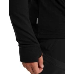 Icebreaker Quantum III Mid Layer Jas Met Capuchon Heren - Zwart -Icebreaker icebreaker mens quantum iii long sleeve zip hood midlayer black 8 1040137