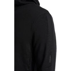 Icebreaker Quantum III Mid Layer Jas Met Capuchon Heren - Zwart -Icebreaker icebreaker mens quantum iii long sleeve zip hood midlayer black 9 1040138