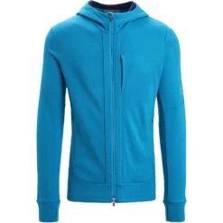 Icebreaker Quantum III Mid Layer Jas Met Capuchon Heren - Geo Blue/Royal Navy -Icebreaker icebreaker mens quantum iii long sleeve zip hood midlayer geo blue royal navy 1 1381788