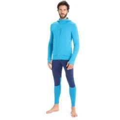 Icebreaker Quantum III Mid Layer Jas Met Capuchon Heren - Geo Blue/Royal Navy -Icebreaker icebreaker mens quantum iii long sleeve zip hood midlayer geo blue royal navy 3 1457801