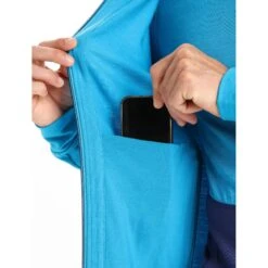 Icebreaker Quantum III Mid Layer Jas Met Capuchon Heren - Geo Blue/Royal Navy -Icebreaker icebreaker mens quantum iii long sleeve zip hood midlayer geo blue royal navy 9 1457807