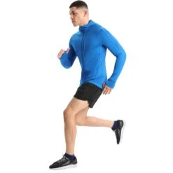 Icebreaker Quantum III Mid Layer Jas Met Capuchon Heren - Lazurite/Royal Navy -Icebreaker icebreaker mens quantum iii long sleeve zip hood midlayer lazurite royal navy 12 1263938