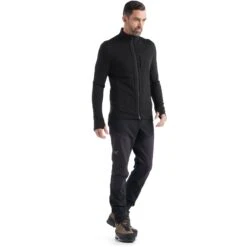 Icebreaker Quantum III Mid Layer Jas Heren - Zwart -Icebreaker icebreaker mens quantum iii long sleeve zip midlayer black 4 1143866