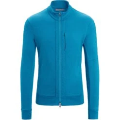 Icebreaker Quantum III Mid Layer Jas Heren - Geo Blue -Icebreaker icebreaker mens quantum iii long sleeve zip midlayer geo blue 1 1381727