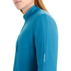 Icebreaker Quantum III Mid Layer Jas Heren - Geo Blue -Icebreaker icebreaker mens quantum iii long sleeve zip midlayer geo blue 7 1381733