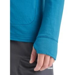 Icebreaker Quantum III Mid Layer Jas Heren - Geo Blue -Icebreaker icebreaker mens quantum iii long sleeve zip midlayer geo blue 9 1381735