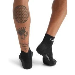 Icebreaker Run+ Ultralight Mini Sokken Heren - Zwart/Snow -Icebreaker icebreaker mens run plus ultralight mini socks black snow 3 1143961