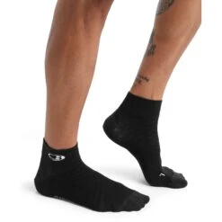 Icebreaker Run+ Ultralight Mini Sokken Heren - Zwart/Snow -Icebreaker icebreaker mens run plus ultralight mini socks black snow 4 1143962