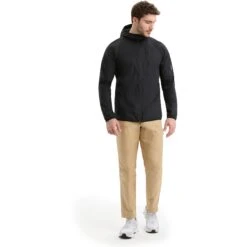 Icebreaker Shell+™ Cotton Windbreaker Heren - Zwart -Icebreaker icebreaker mens shell plus cotton windbreaker black 3 1554490