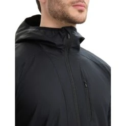 Icebreaker Shell+™ Cotton Windbreaker Heren - Zwart -Icebreaker icebreaker mens shell plus cotton windbreaker black 4 1554491