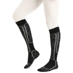 Icebreaker Ski+ Medium OTC Alpine Geo Sokken Heren - Black/Snow -Icebreaker icebreaker mens ski plus medium otc alpine geo socks black snow 3 1264124