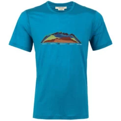 Icebreaker Tech Lite II 7 Mountain Tops T-Shirt Heren - Geo Blue