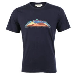 Icebreaker Tech Lite II 7 Mountain Tops T-Shirt Heren - Midnight Navy