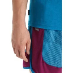 Icebreaker Tech Lite II Cadence Paths T-Shirt Heren - Geo Blue -Icebreaker icebreaker mens tech lite ii cadence paths short sleeve tee geo blue 6 1383890