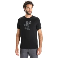 Icebreaker Tech Lite II Giant Ferns T-Shirt Heren - Zwart