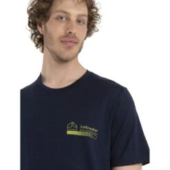 Icebreaker Tech Lite II Mountain Layers T-Shirt Heren - Midnight Navy -Icebreaker icebreaker mens tech lite ii mountain layers short sleeve tee midnight navy model 5 1499163