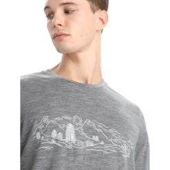 Icebreaker Tech Lite II Nature Sprint T-Shirt Heren - Gritstone Hthr -Icebreaker icebreaker mens tech lite ii nature sprint short sleeve tee gritstone hthr 6 1382991