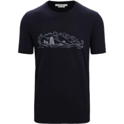 Icebreaker Tech Lite II Nature Sprint T-Shirt Heren - Midnight Navy -Icebreaker icebreaker mens tech lite ii nature sprint short sleeve tee midnight navy 1 1382993