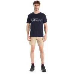 Icebreaker Tech Lite II Nature Sprint T-Shirt Heren - Midnight Navy -Icebreaker icebreaker mens tech lite ii nature sprint short sleeve tee midnight navy 3 1458805