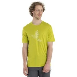 Icebreaker Tech Lite II Skiing Yeti T-Shirt Heren - Bio Lime