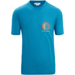 Icebreaker Tech Lite II Spring Glow T-Shirt Heren - Geo Blue -Icebreaker icebreaker mens tech lite ii spring glow short sleeve tee geo blue 1 1383048