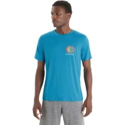 Icebreaker Tech Lite II Spring Glow T-Shirt Heren - Geo Blue