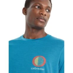 Icebreaker Tech Lite II Spring Glow T-Shirt Heren - Geo Blue -Icebreaker icebreaker mens tech lite ii spring glow short sleeve tee geo blue 6 1383053