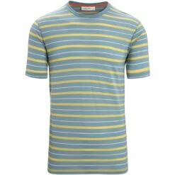 Icebreaker Wave T-Shirt Heren - Astral Blue/Summer/Stripe -Icebreaker icebreaker mens wave short sleeve tee astral blue summer stripe 1 1383372