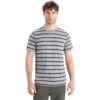 Icebreaker Wave T-Shirt Heren - Metro Hthr/Midnight Navy/Stripe -Icebreaker icebreaker mens wave short sleeve tee metro hthr midnight navy stripe 3 1383387